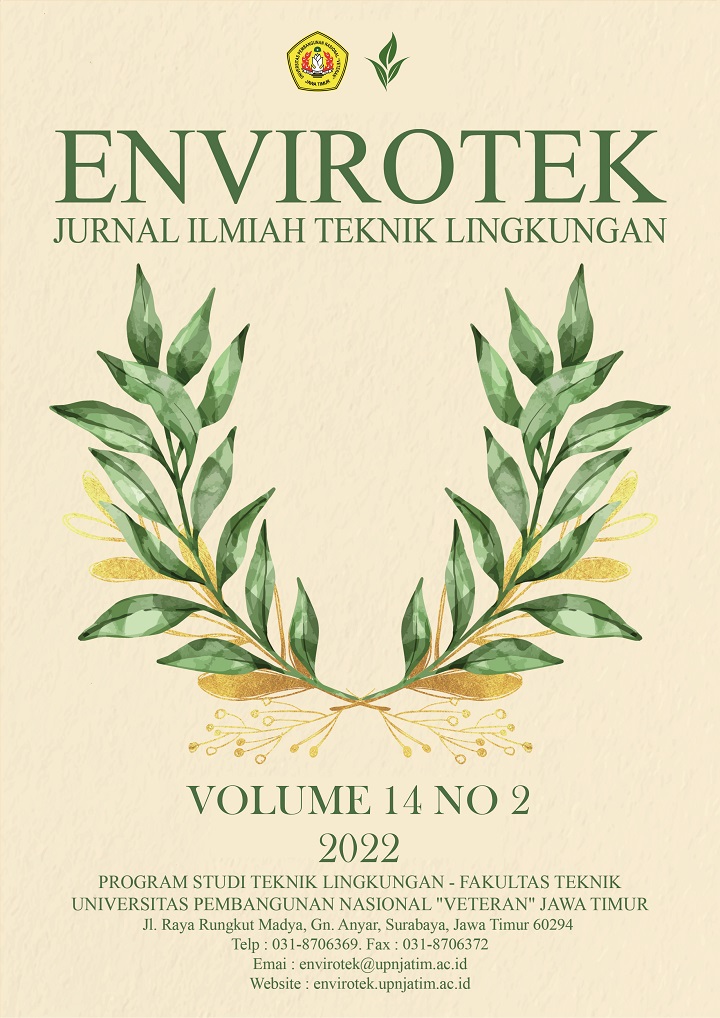 					View Vol. 14 No. 2 (2022): Envirotek: Jurnal Ilmiah Teknik Lingkungan
				